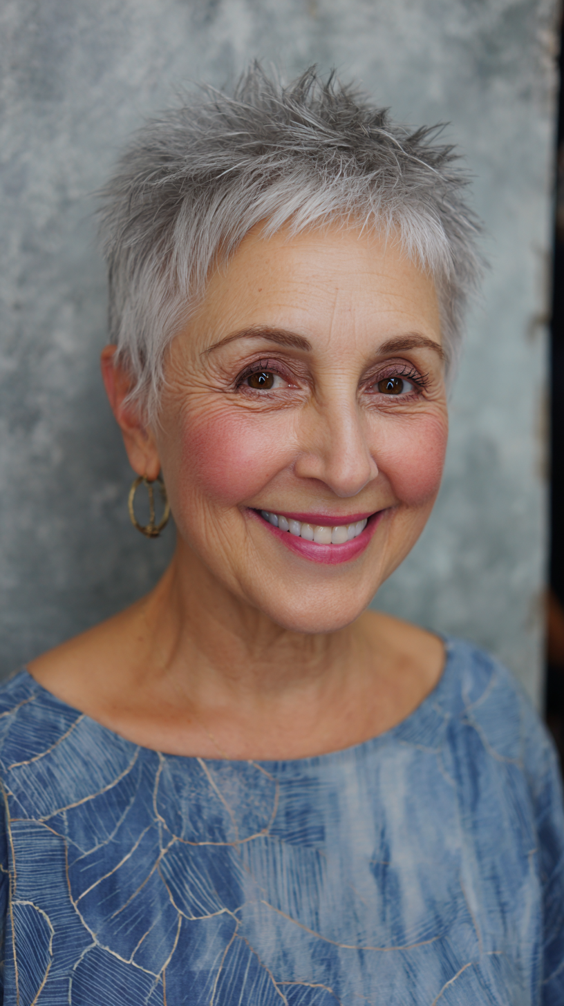 Chic Textured Micro Pixie with Playful Spikes