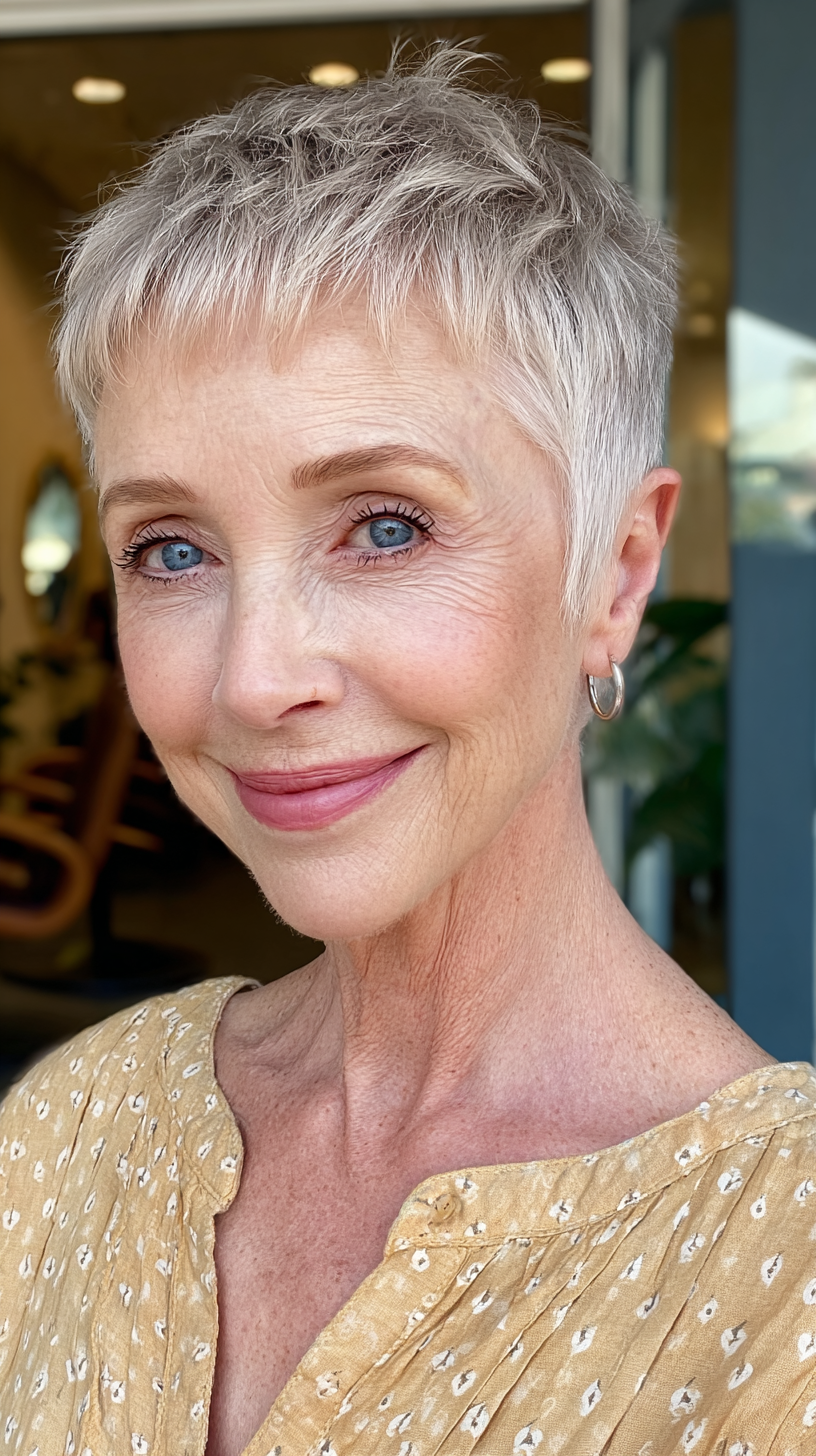 Chic Textured Micro Pixie with Soft Bangs