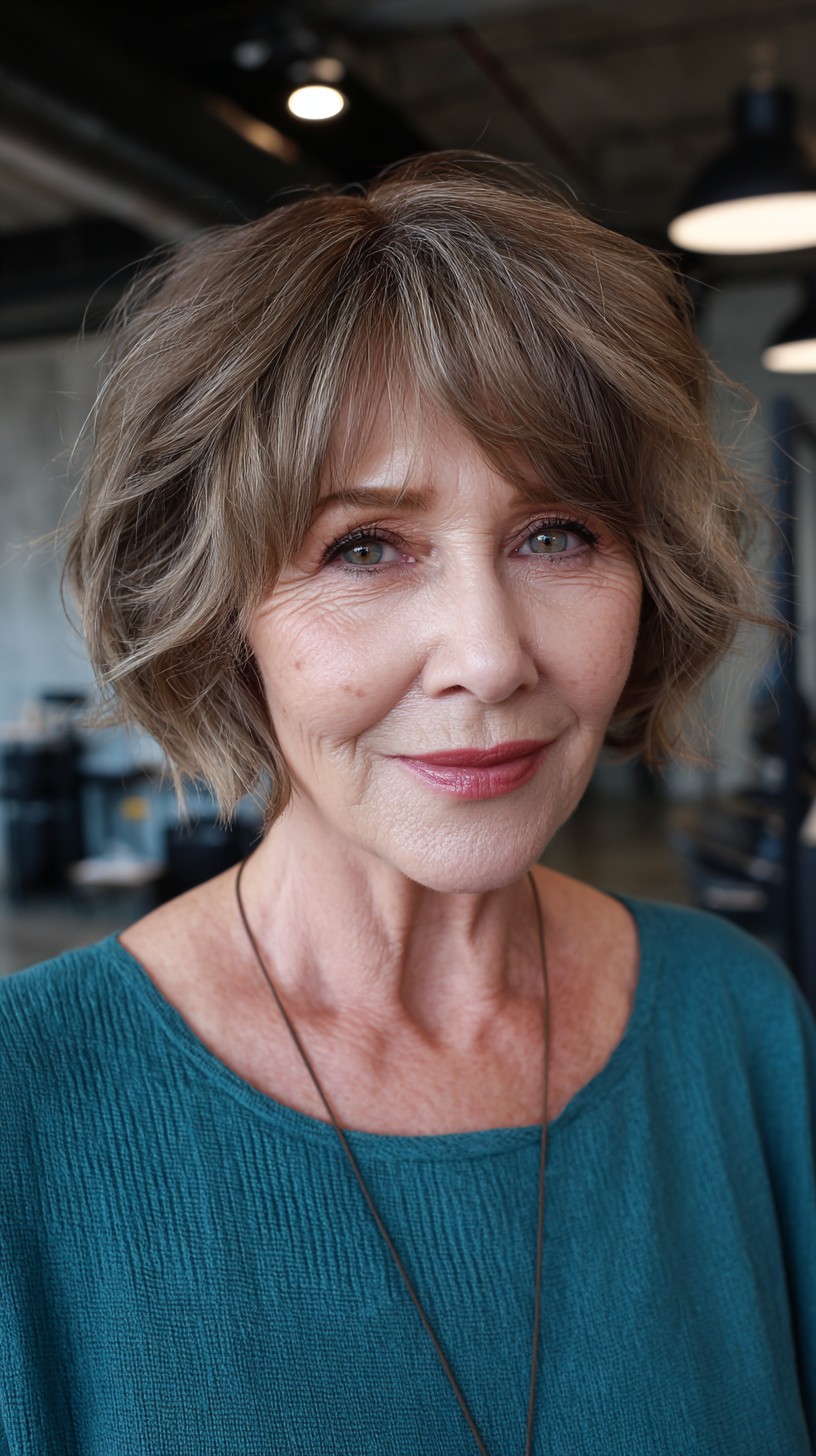 Chic Tousled Layered Bob with Natural Highlights