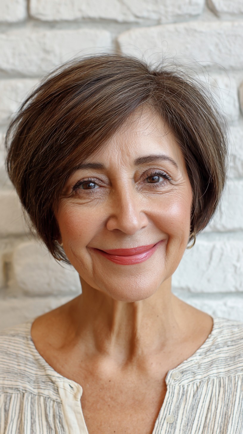 Classic Brunette Bob with Soft Fringes