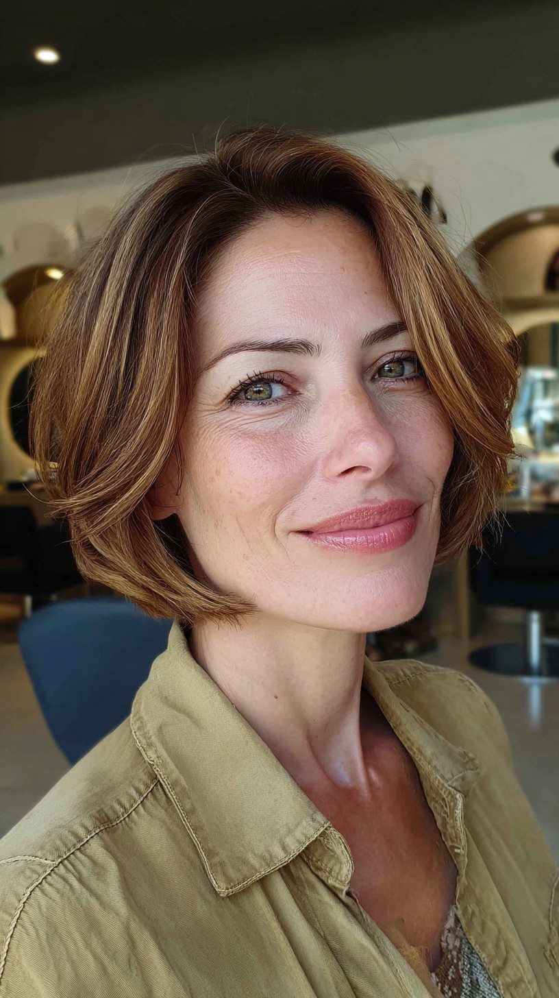 Classic Caramel Layered Bob with a Modern Twist