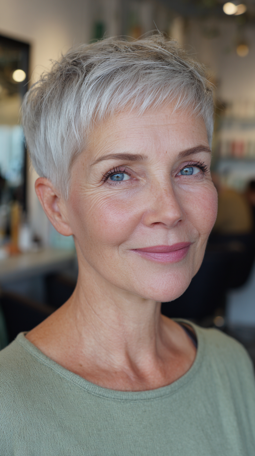 Classic Textured Micro Pixie with Soft Fringes