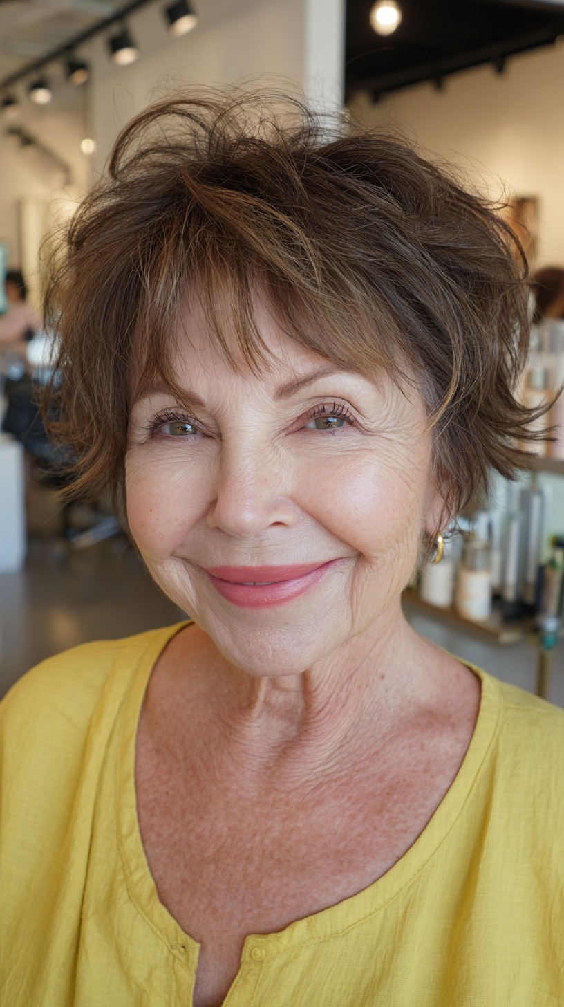 Effervescent Chestnut Textured Shag for Senior Ladies