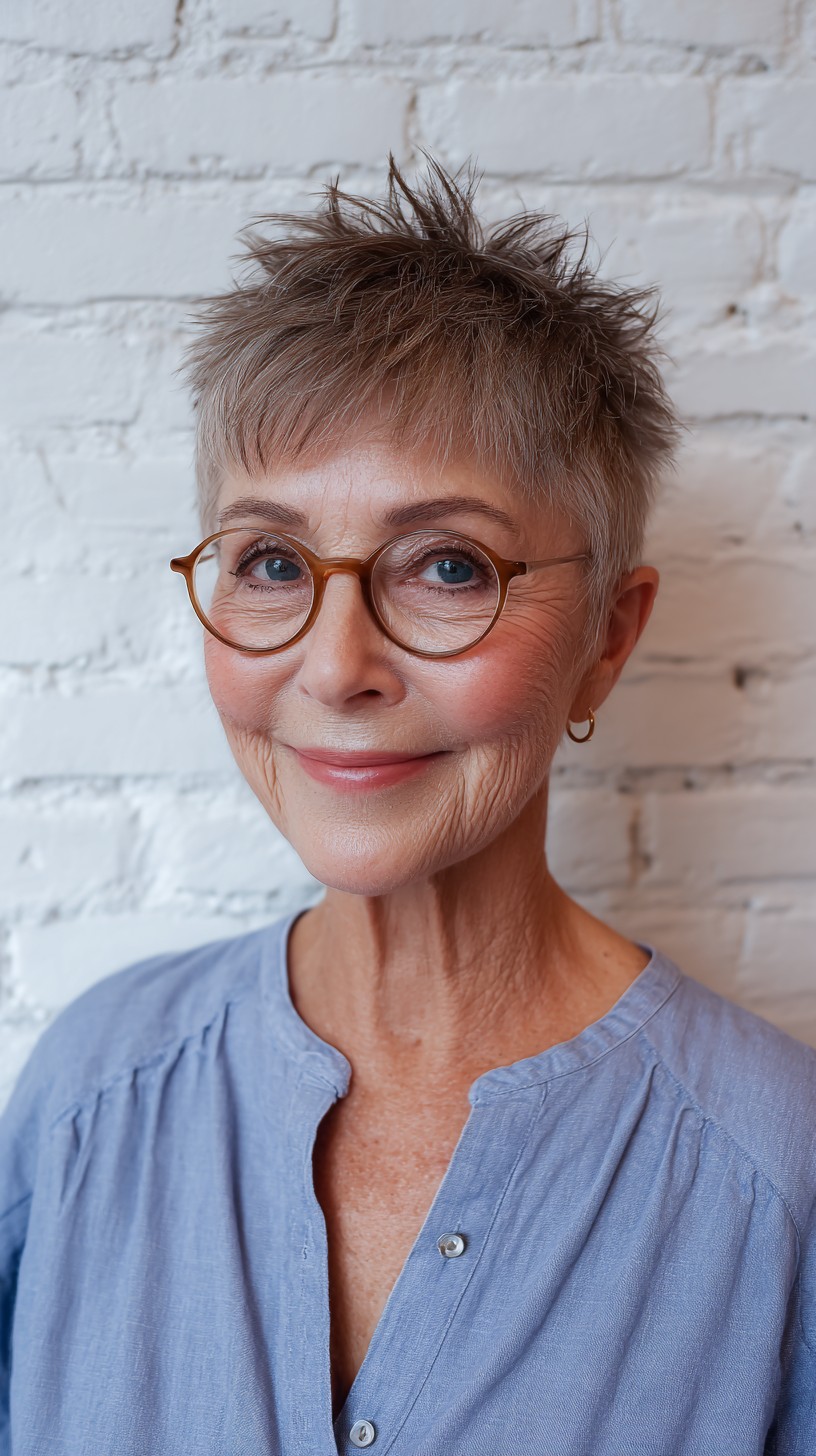 Effortless Gray Spiked Pixie for Women Over 70