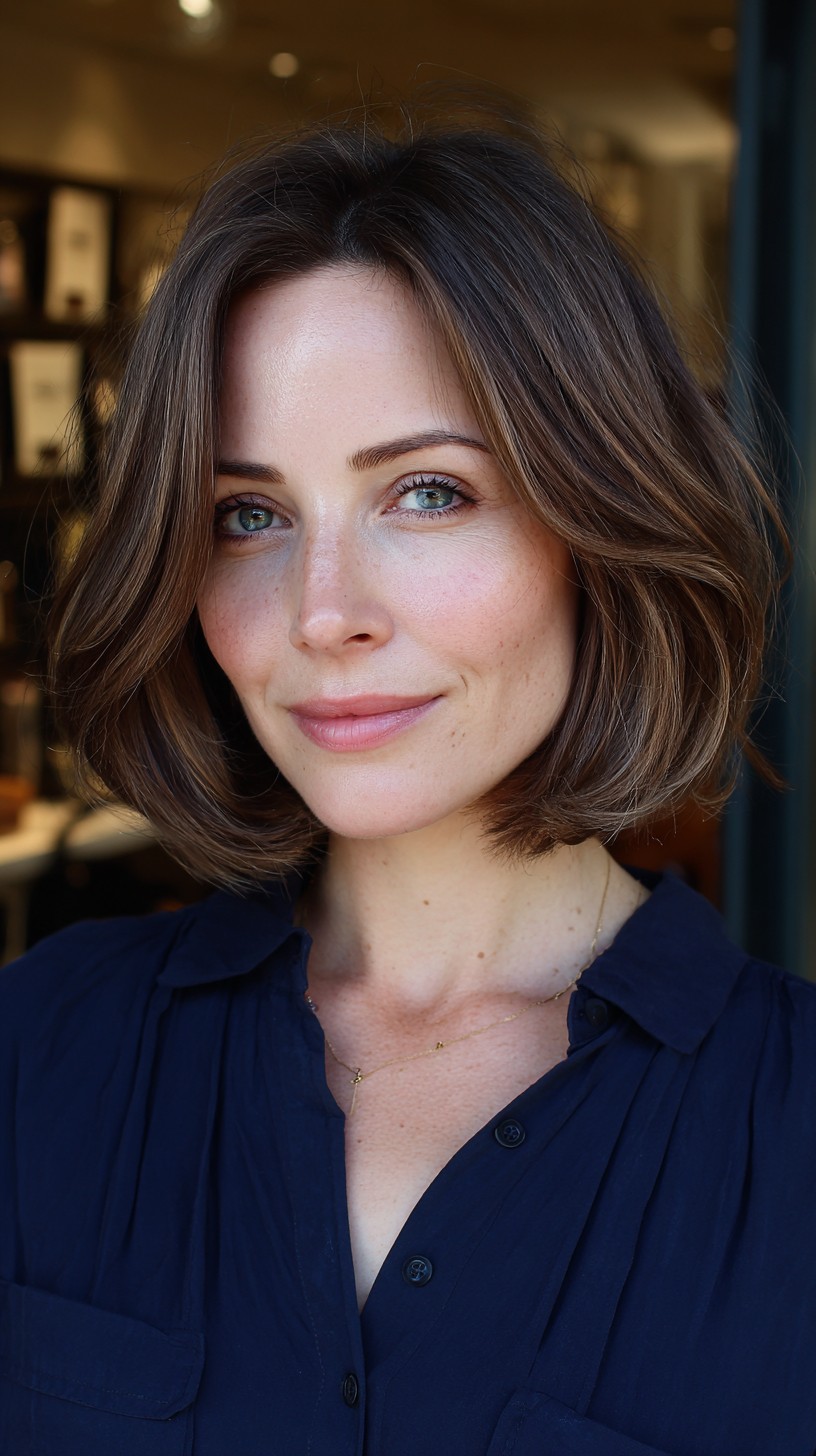 Elegant Chestnut Layered Bob for Textured Volume