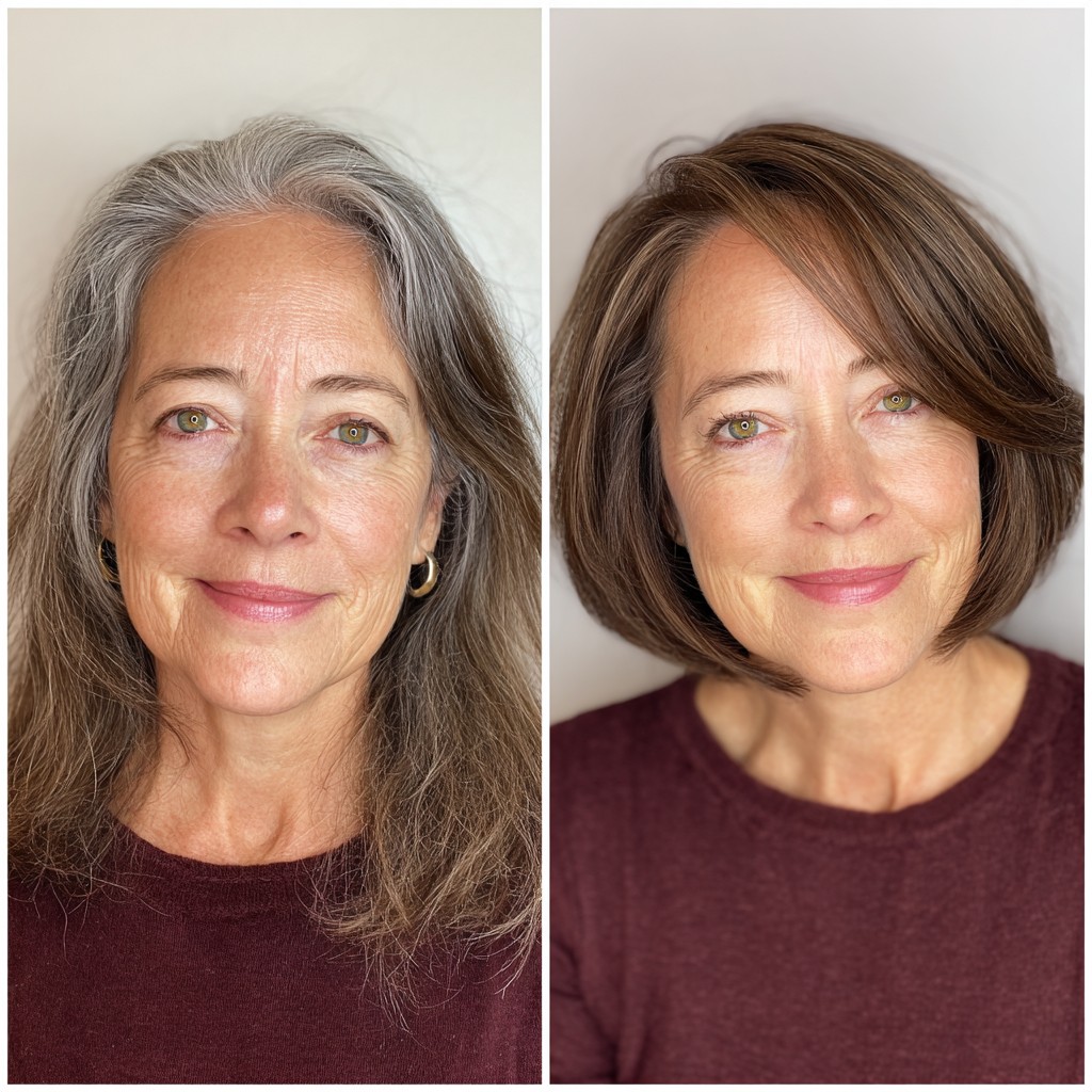 Elegant Mid-Length Chestnut Bob with Soft Curls