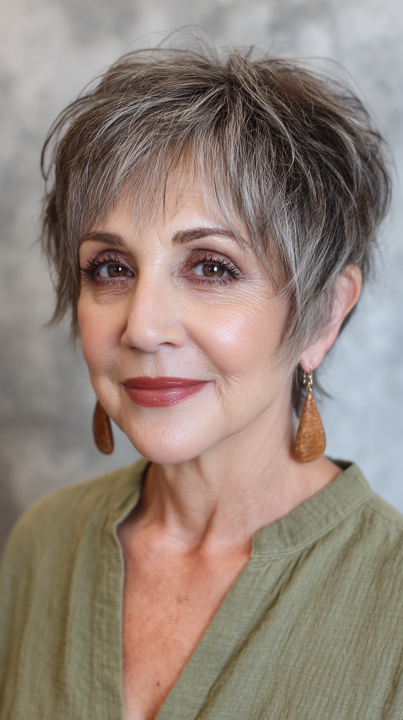 Elegant Silver Feathered Pixie for Mature Women