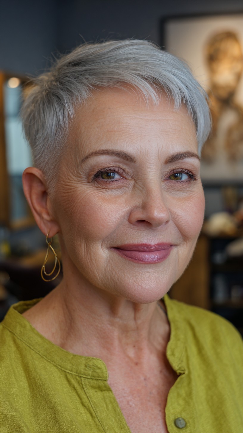 Elegant Silver Layered Pixie for Matured Charm