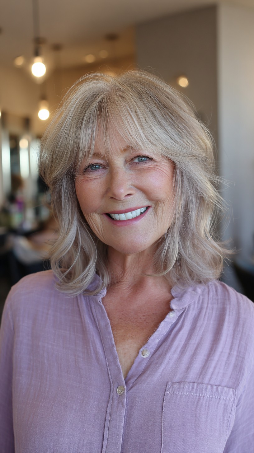 Elegant Silver Layered Shag for Women Over 70