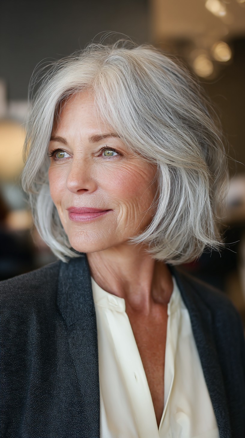 Elegant Silver Waves with Soft Layering