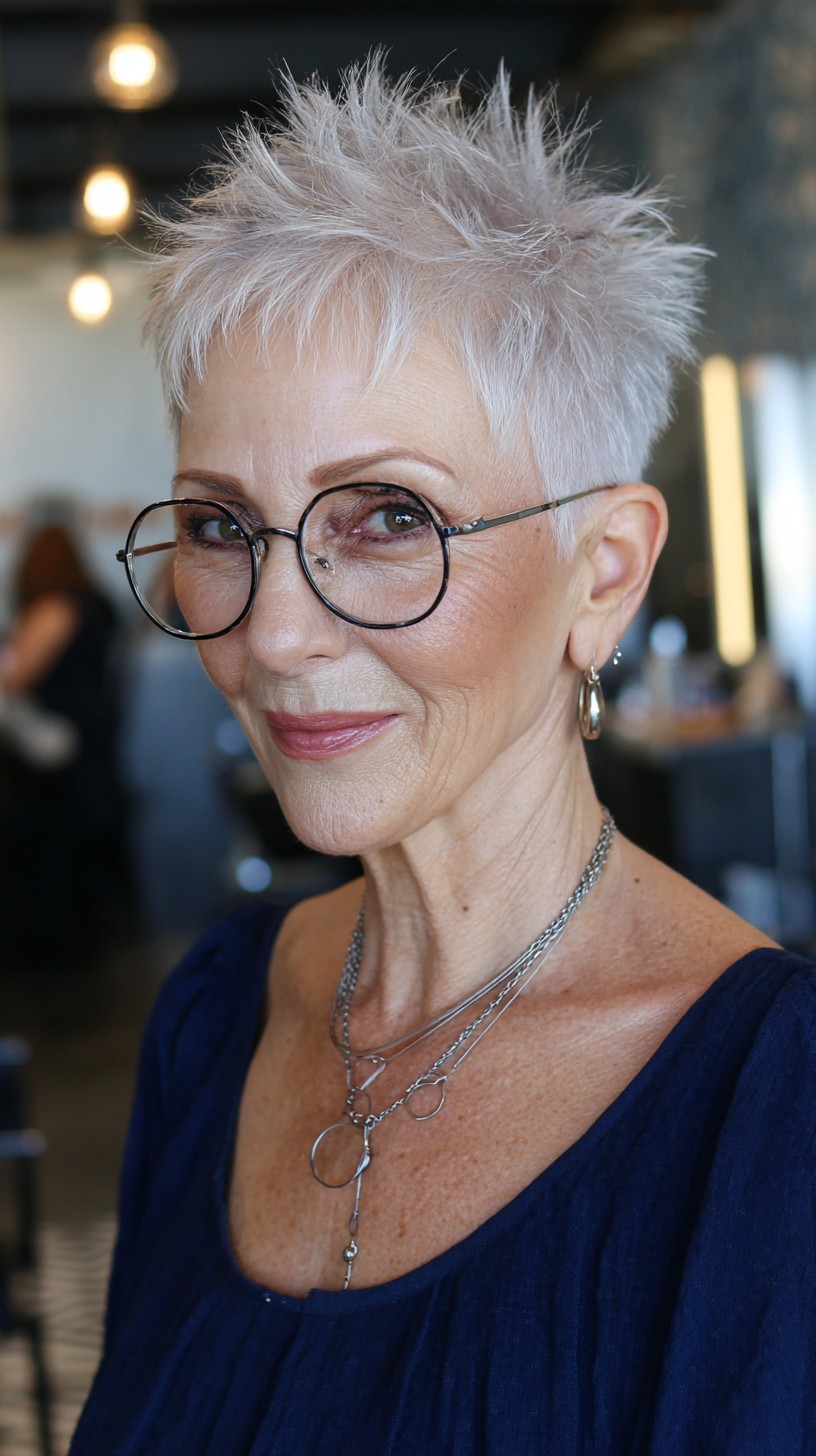 Elegant Wispy White Layered Pixie Cut
