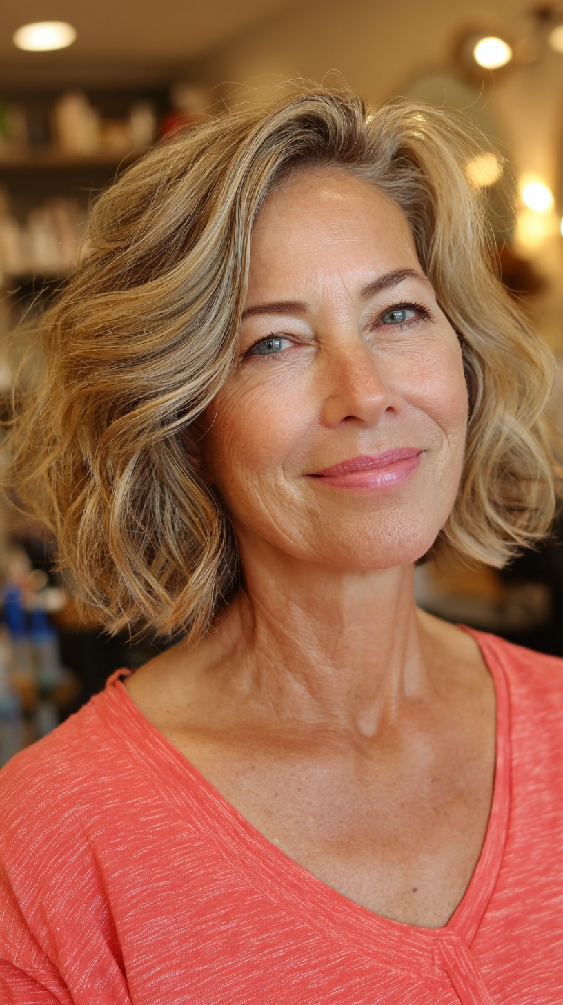 Flowing Golden Waves with Natural Highlights