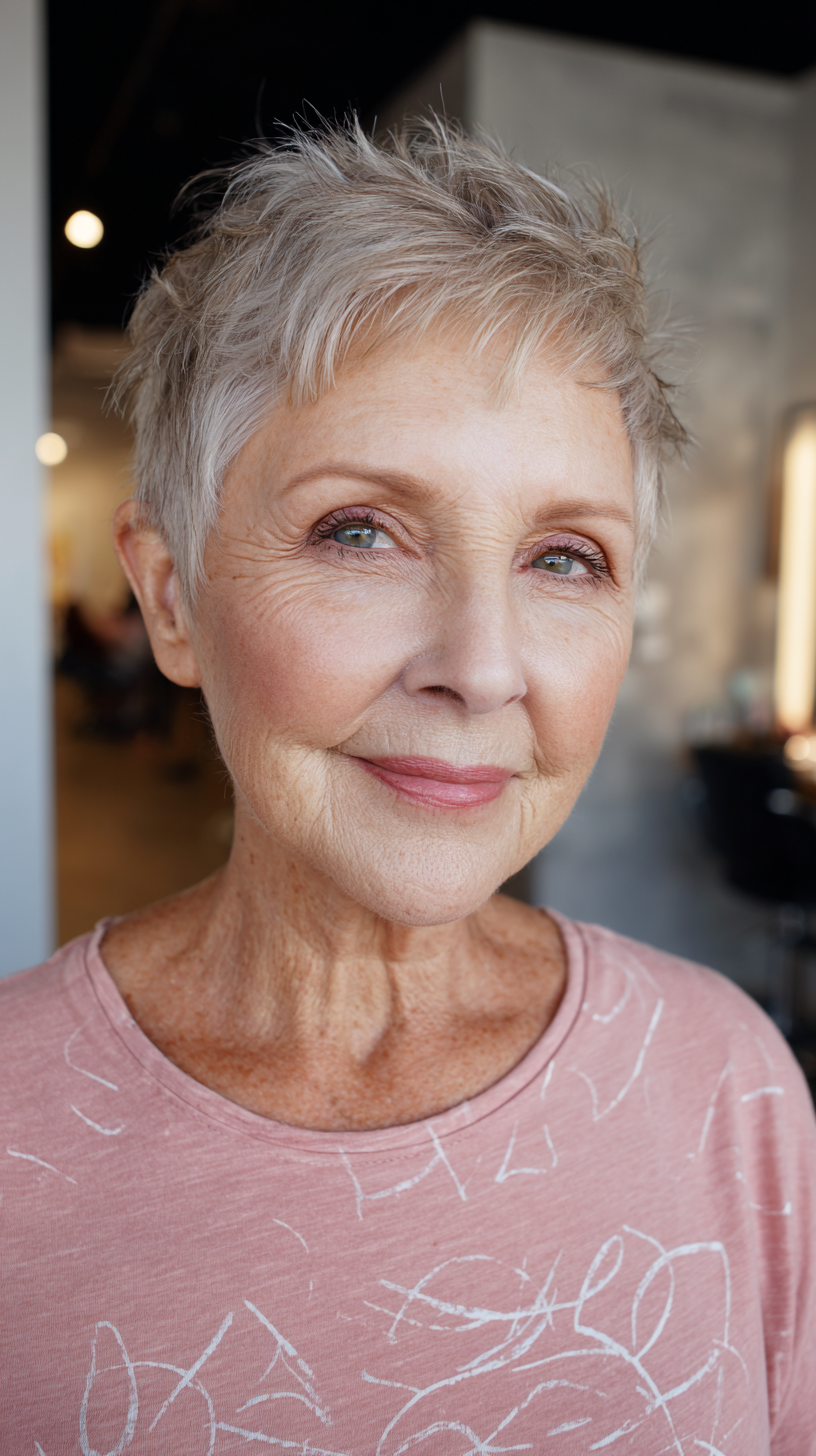 Modern Soft Textured Micro Pixie with Subtle Highlights