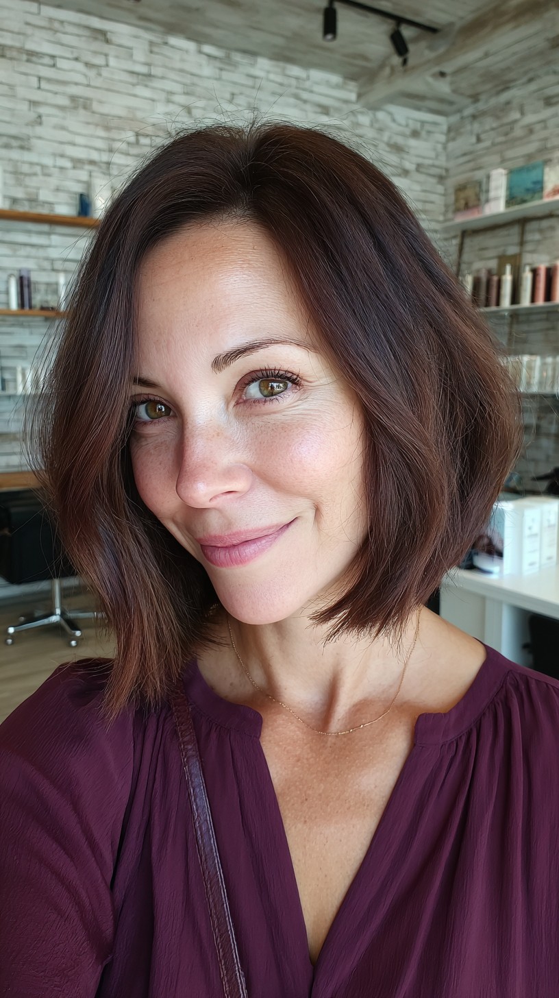 Refined Chestnut Bob with Soft Contours