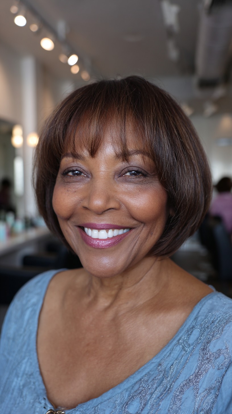 Rich Chestnut Bob with Soft Face-Framing Layers