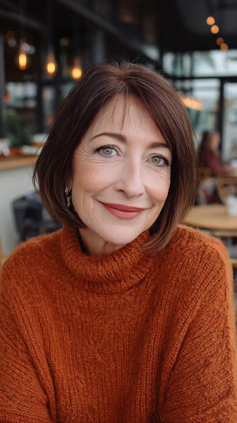 Rich Chestnut Bob with Soft Textured Layers
