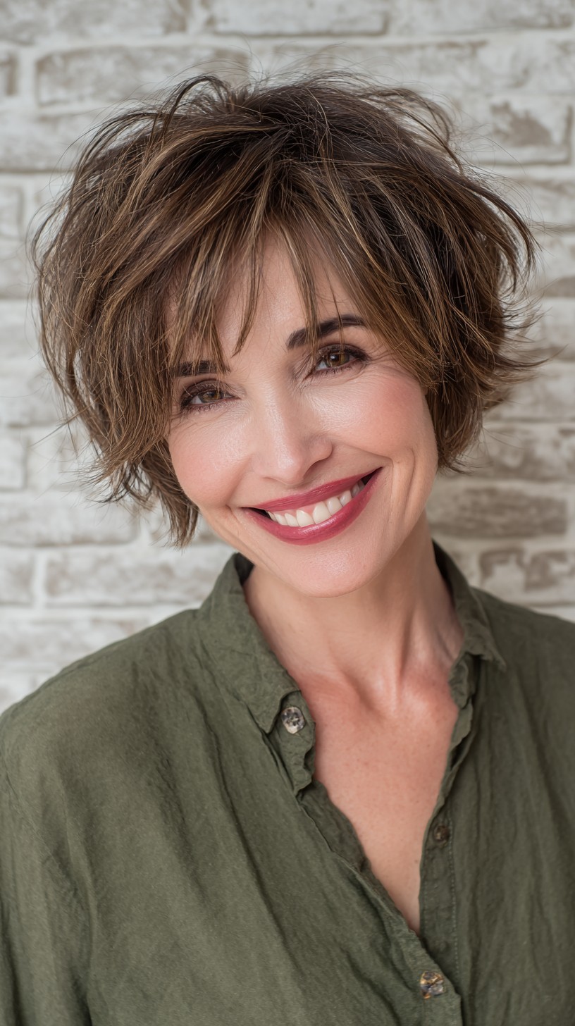 Sassy Mocha Tousled Bob with Layered Texture