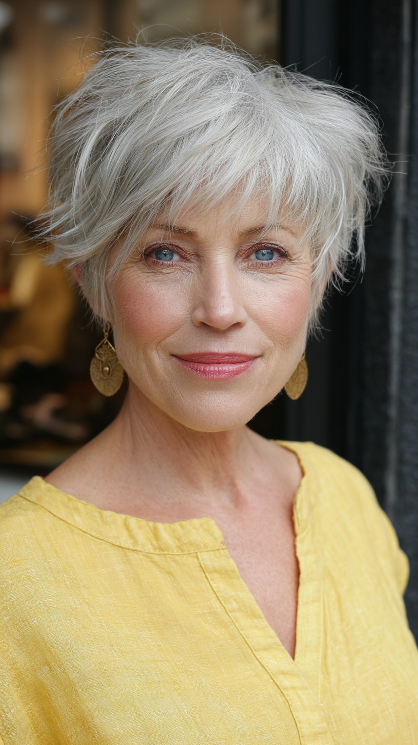 Silver Whispy Layered Bob for Age-Defying Style