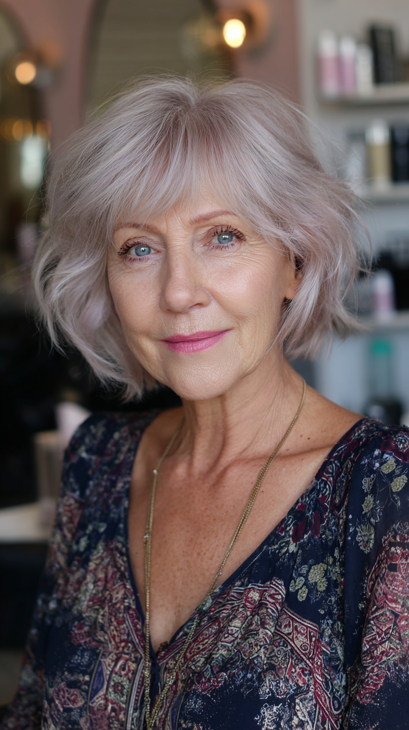 Silvery Lavender Soft Waves for Mature Charm