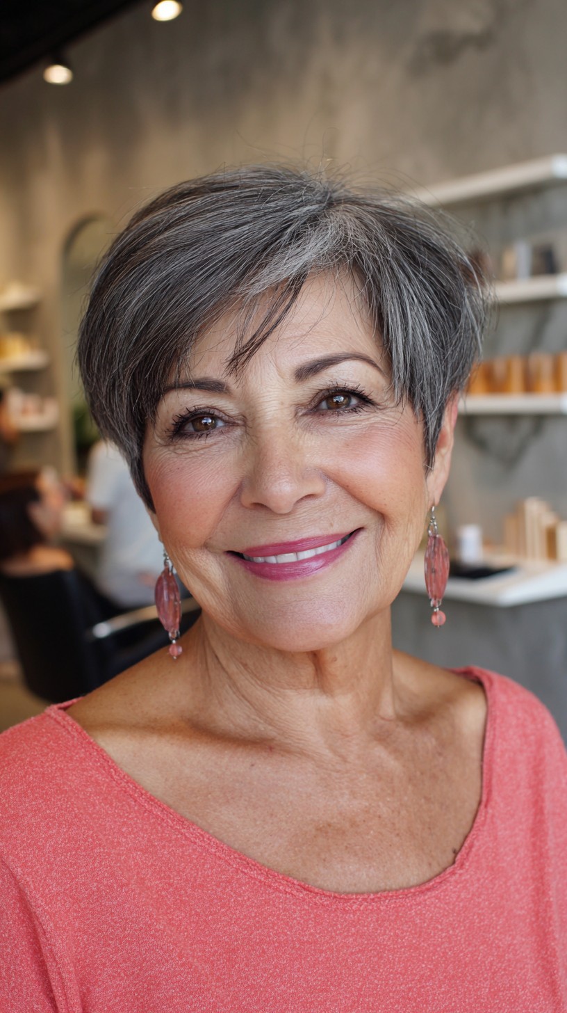 Sleek Charcoal Pixie with Hint of Lavender
