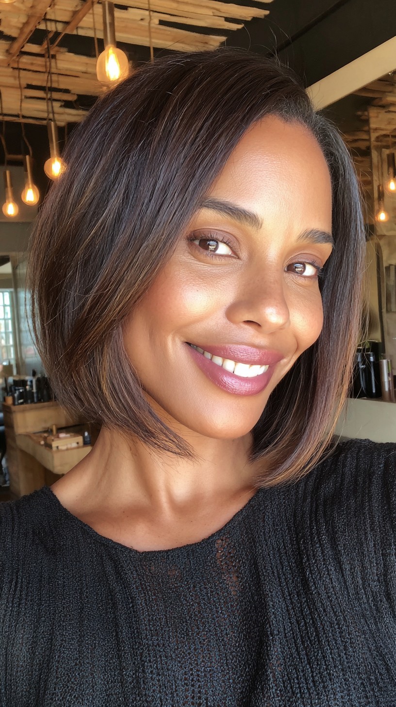 Sleek Espresso Graduated Bob with Glazed Edges