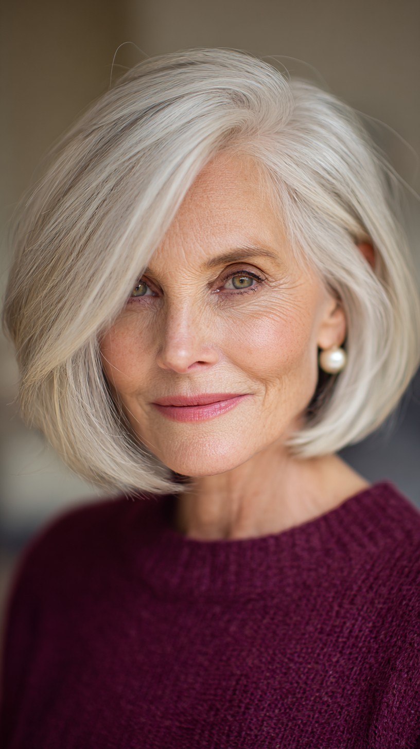 Sleek Silver Layered Bob with Soft Ends