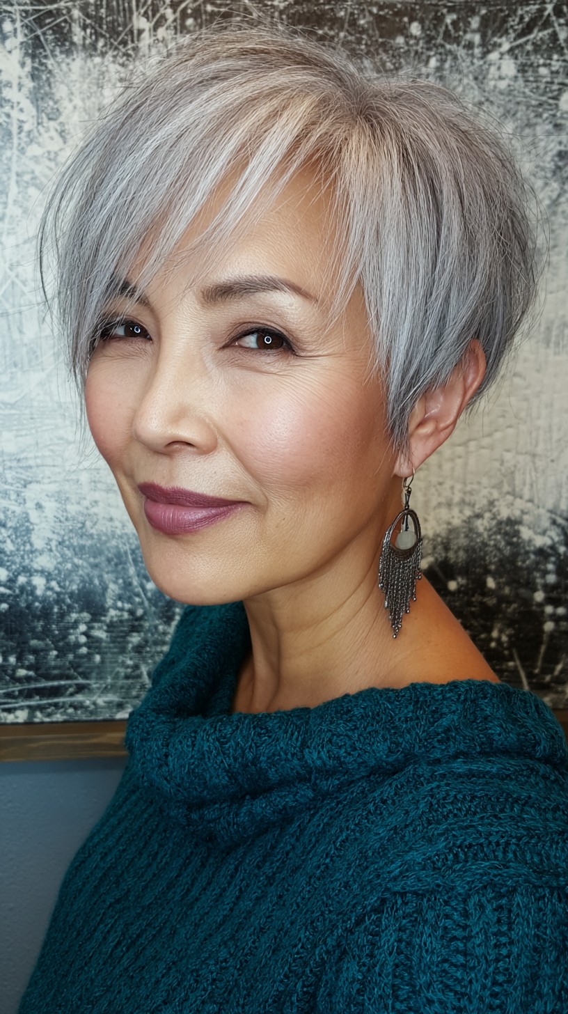 Sleek Silver Textured Bob for Modern Elegance
