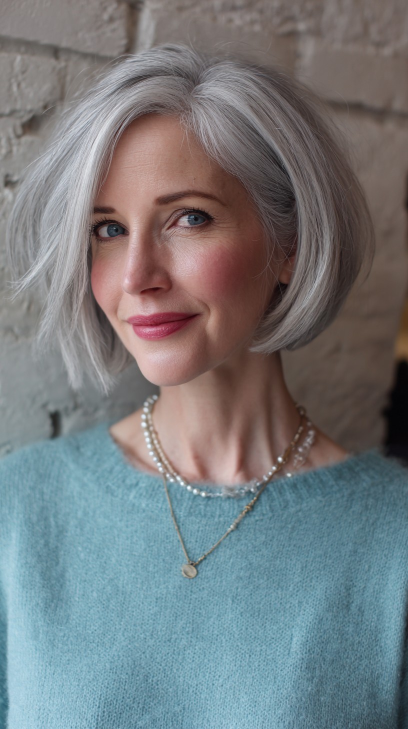 Sleek Silvery Smooth Bob Tailored for Thin Hair