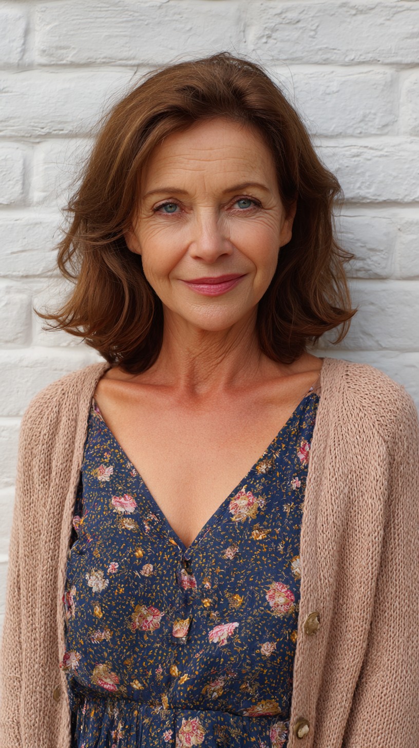 Soft Chestnut Waves with Gentle Fringe