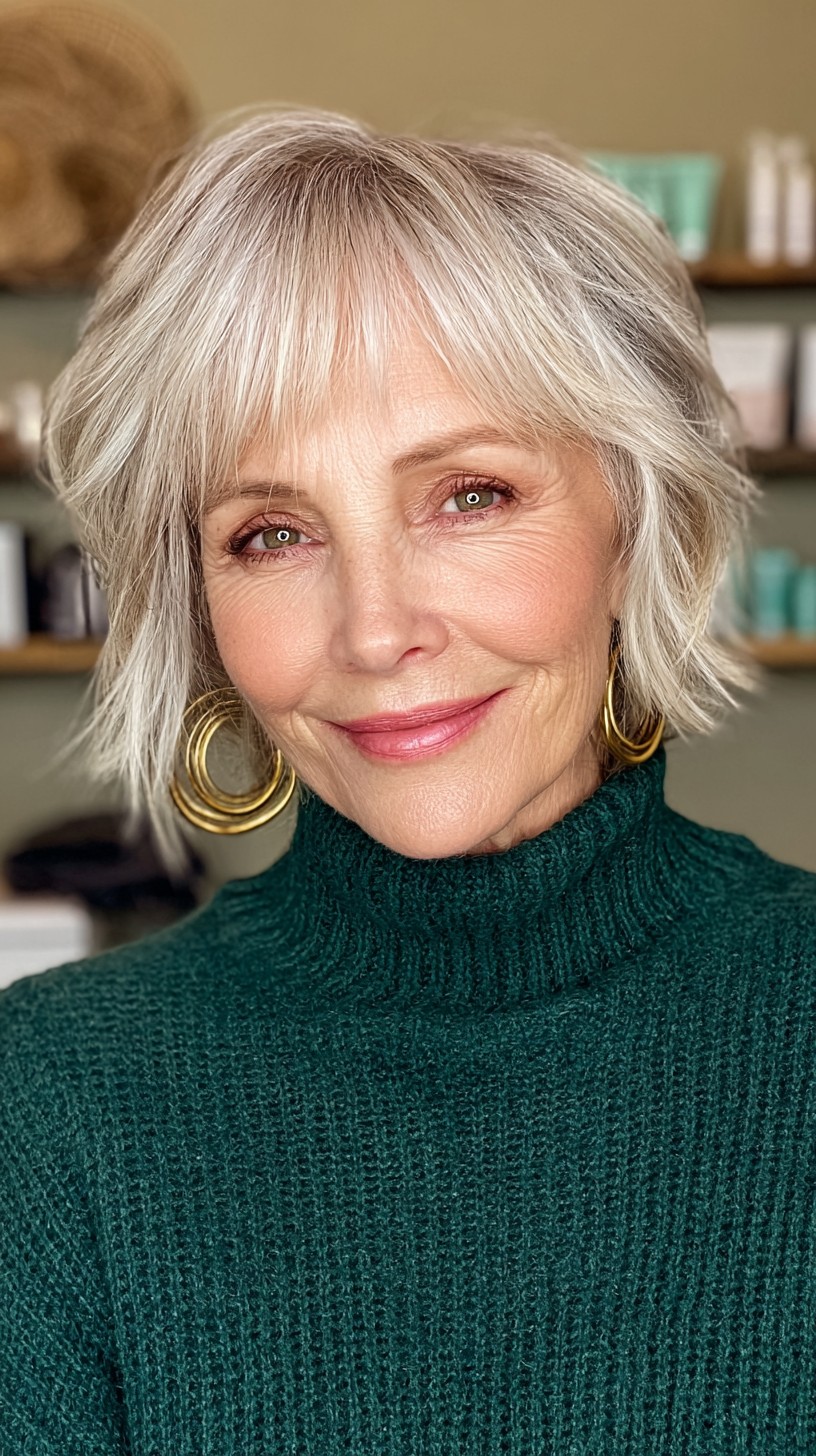 Soft Silver Layered Cut with Feathered Ends