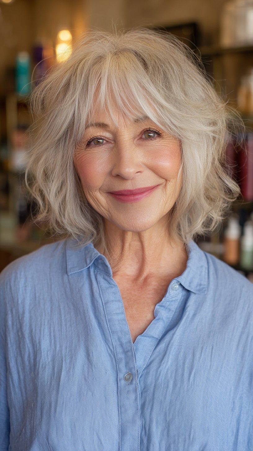 Soft Silver Textured Layers for Elegant Seniors