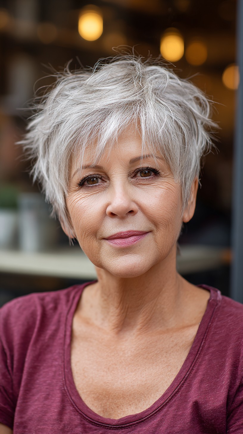 Soft Silver Textured Pixie with Gentle Waves