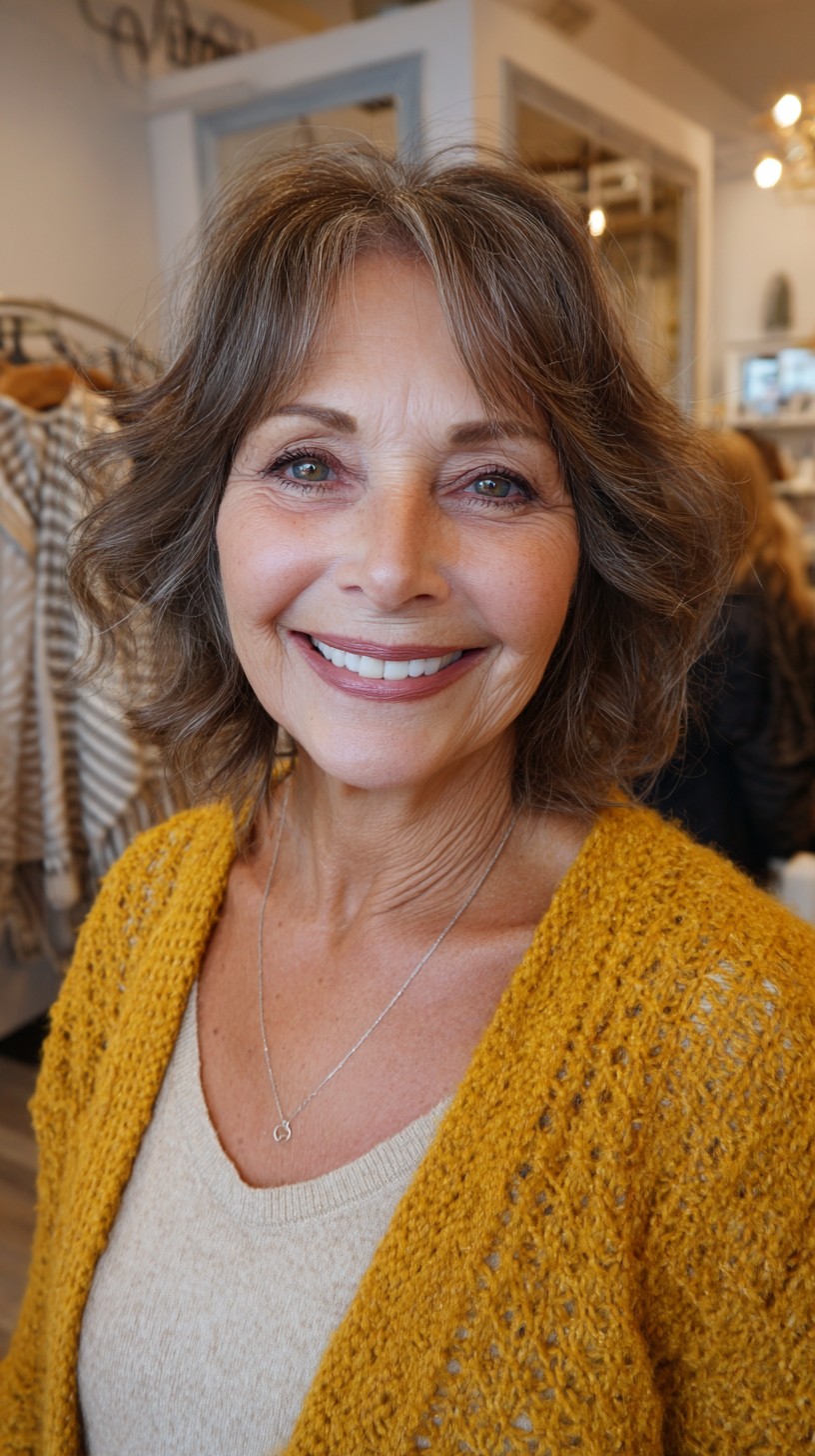 Softly Tapered Natural Gray Bob for Senior Women