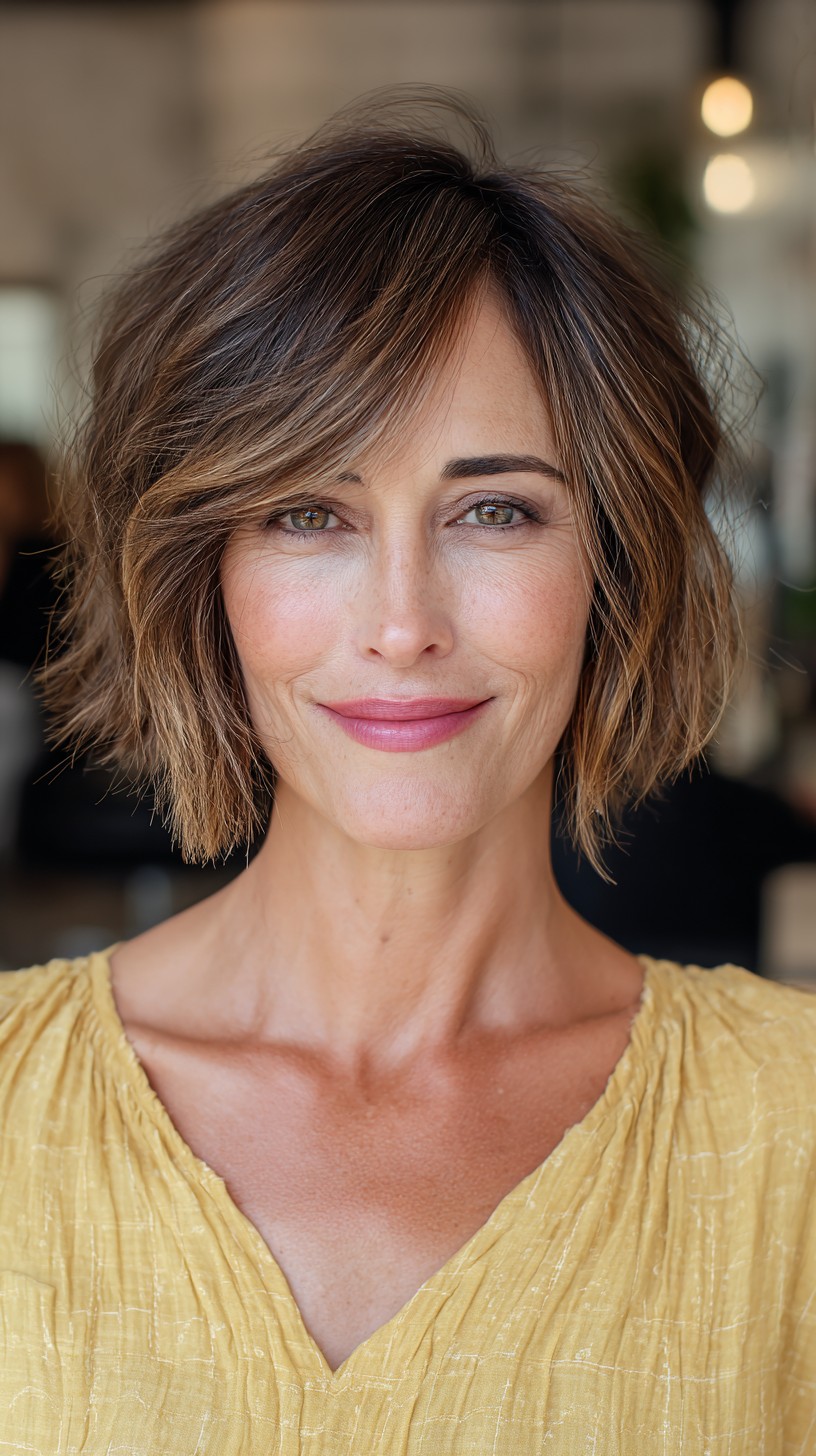 Softly Textured Caramel-Toned Bob
