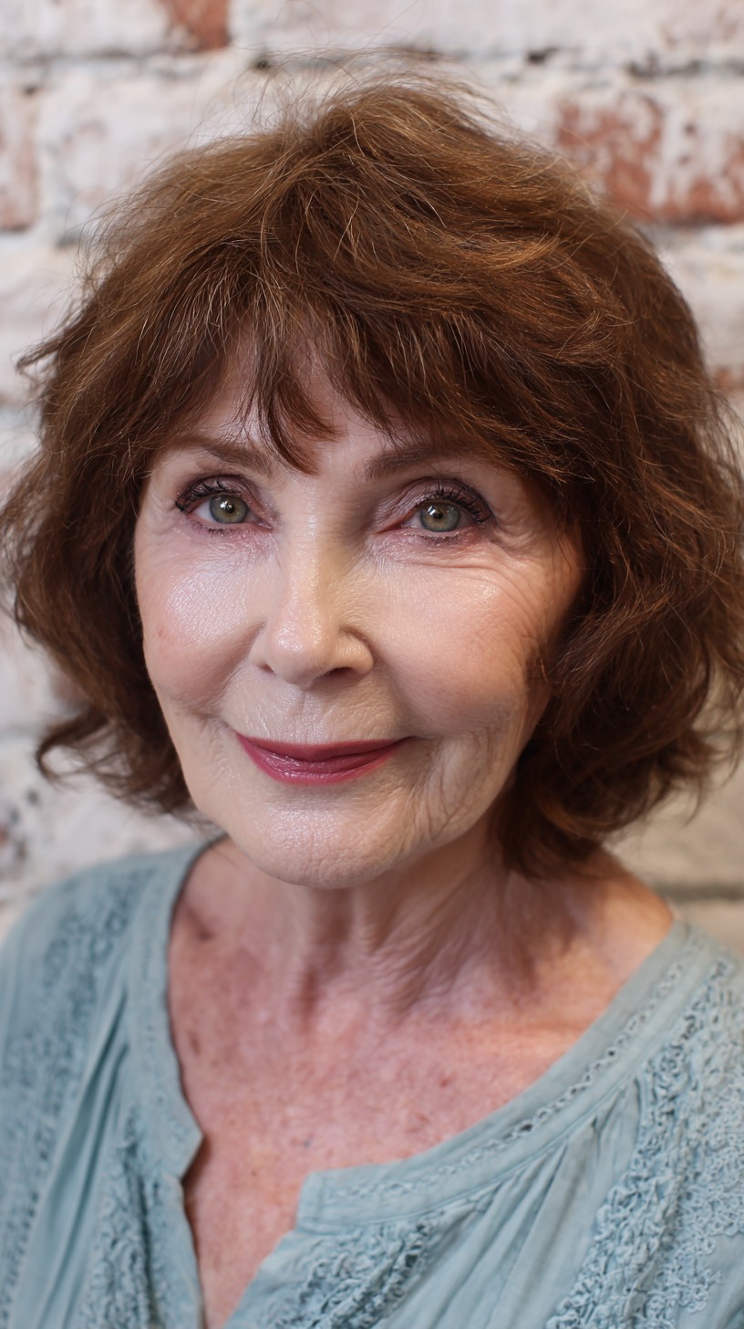 Sophisticated Auburn Waves for Mature Thin Hair