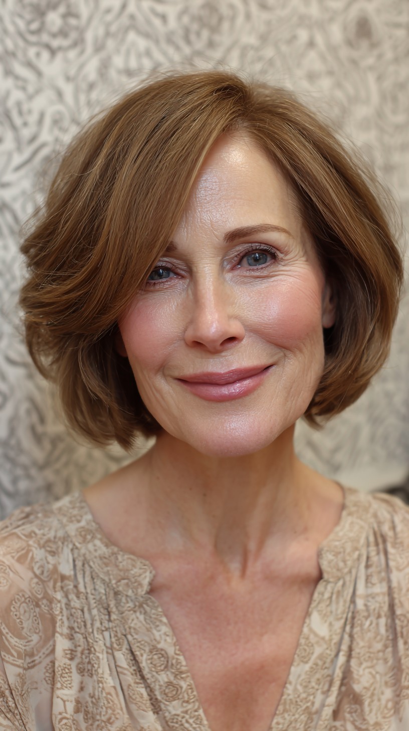 Textured Caramel Bob with Soft Waves
