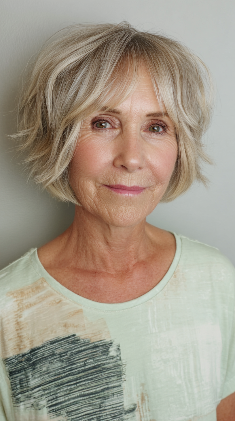 Textured Short Bob with Soft Layers and Highlights