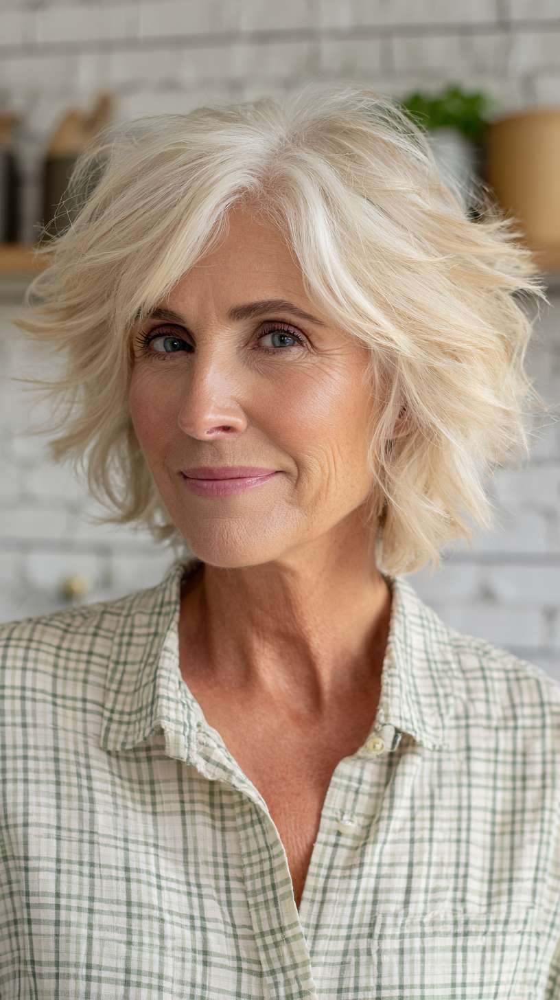 Textured Short Spiky Bob with Bright Highlights