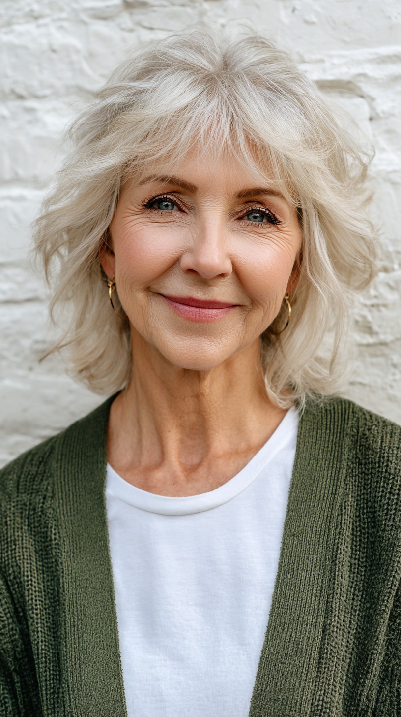 Textured Silver Layered Bob