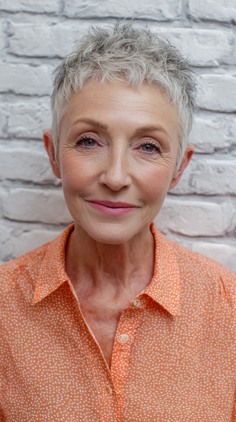 Textured Silver Micro Pixie with Wispy Layers