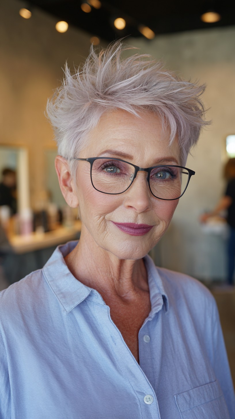 Textured Silver Pixie Cut for Mature Women