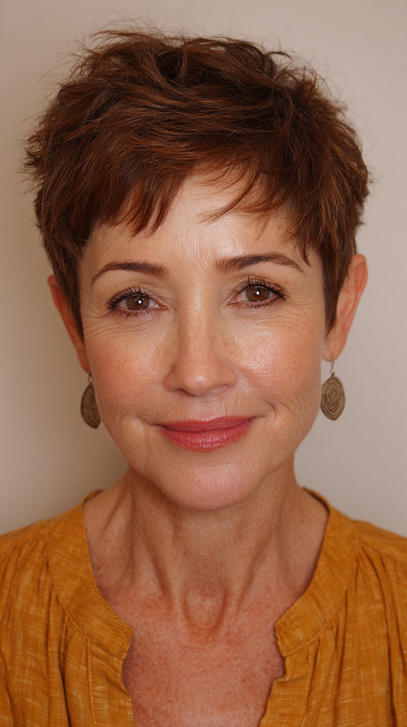 Vibrant Auburn Pixie with Textured Layers
