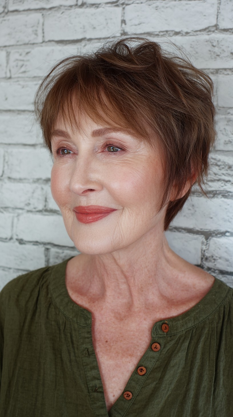 Vibrant Auburn Pixie with Textured Waves