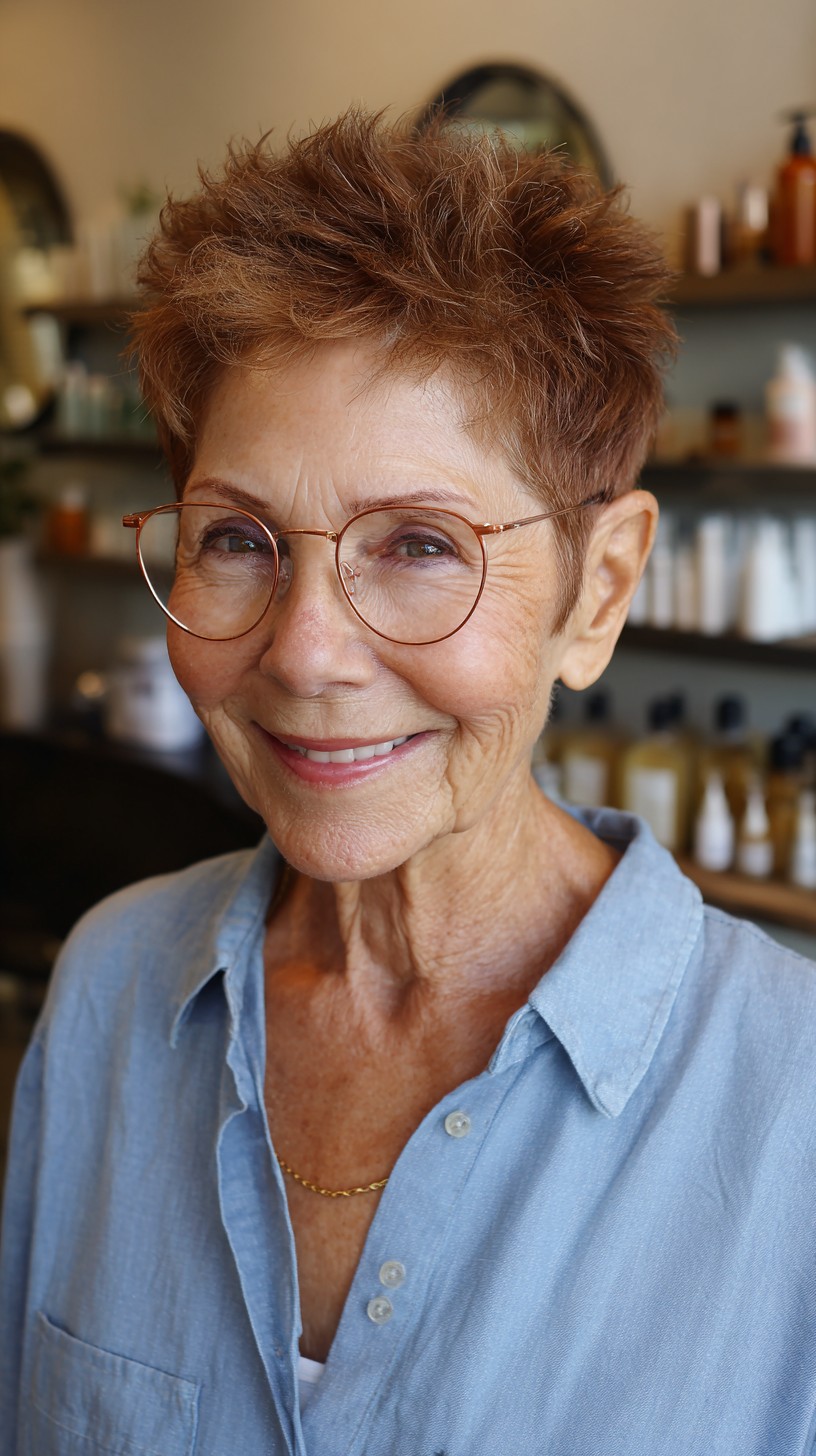Vibrant Copper Textured Crop for Seniors