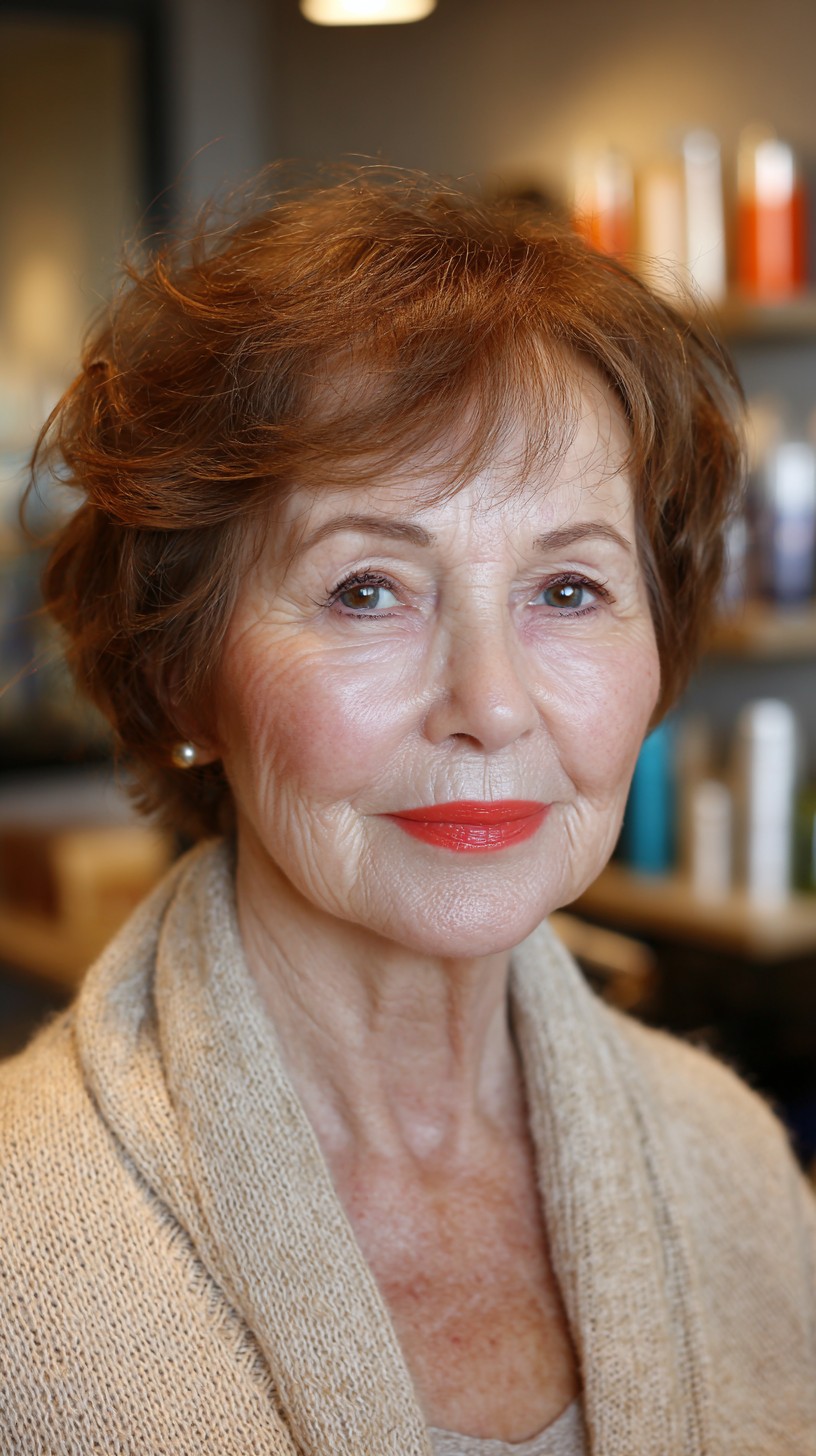 Warm Auburn Soft Waves with Gentle Volume