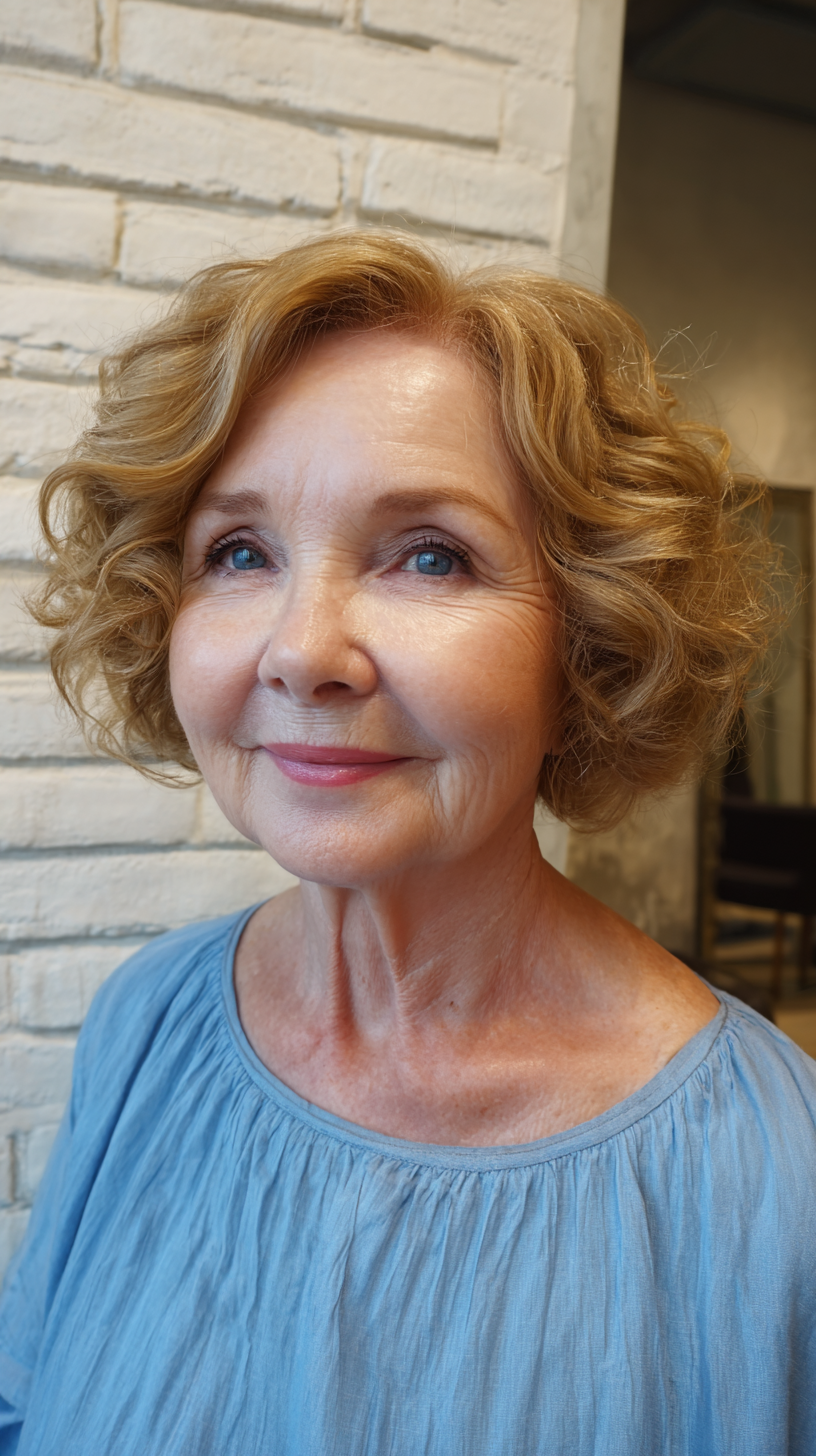 Chic Curly Chin-Length Bob with Natural Bounce