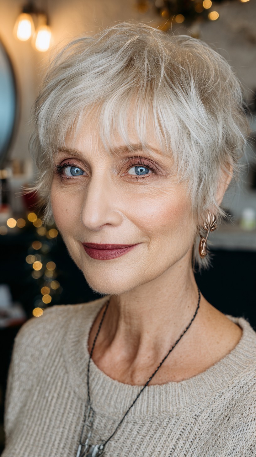 Silver Whisper Textured Pixie for Graceful Aging