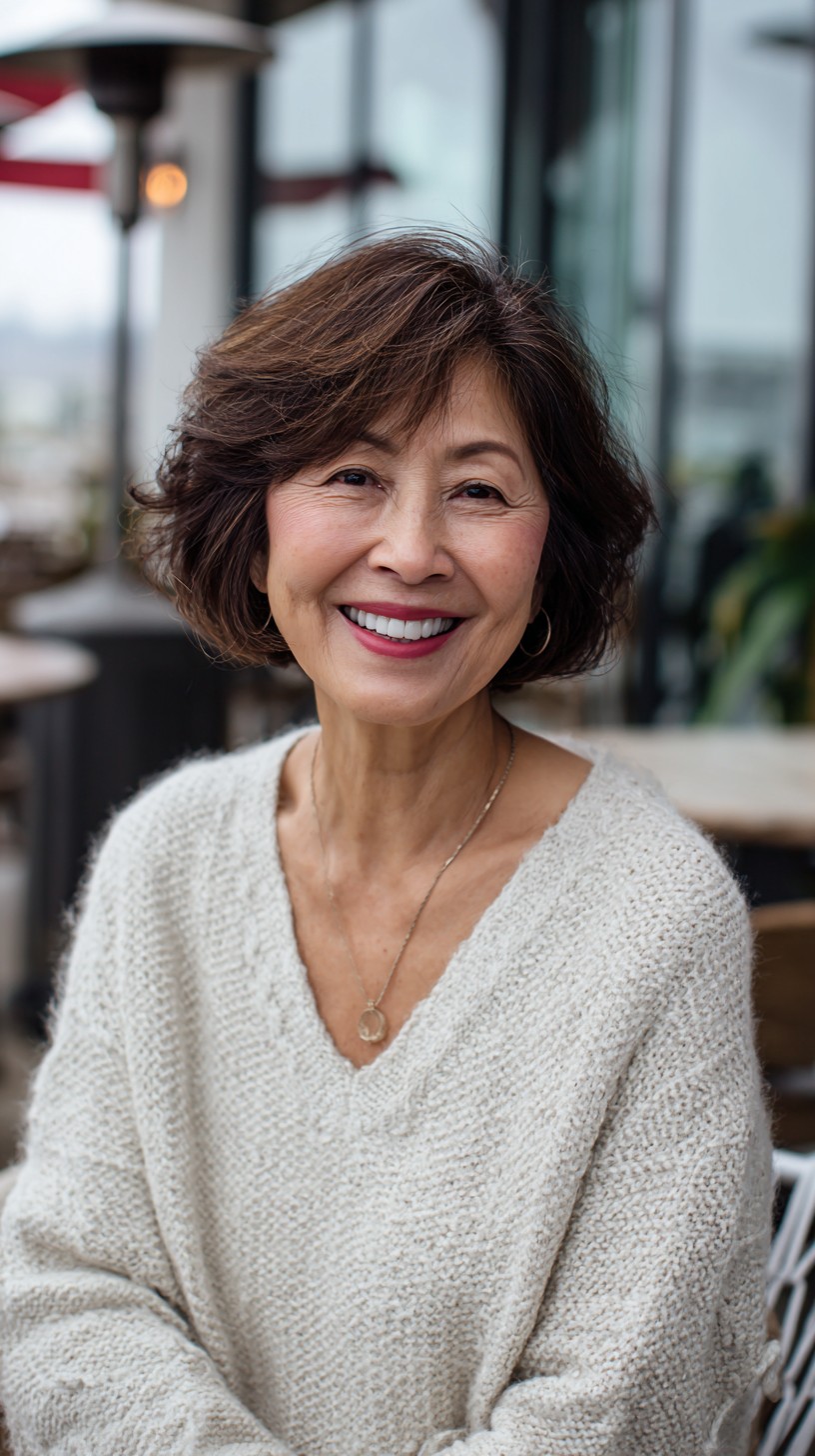 Charming Chestnut Layered Shoulder-Length Cut