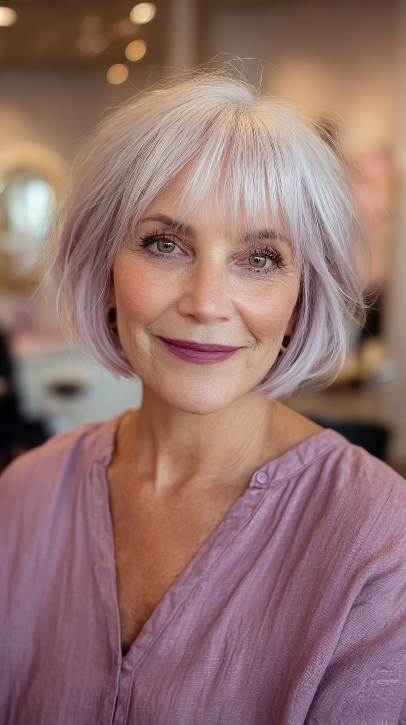 Charming Silver Pixie with Soft Waves
