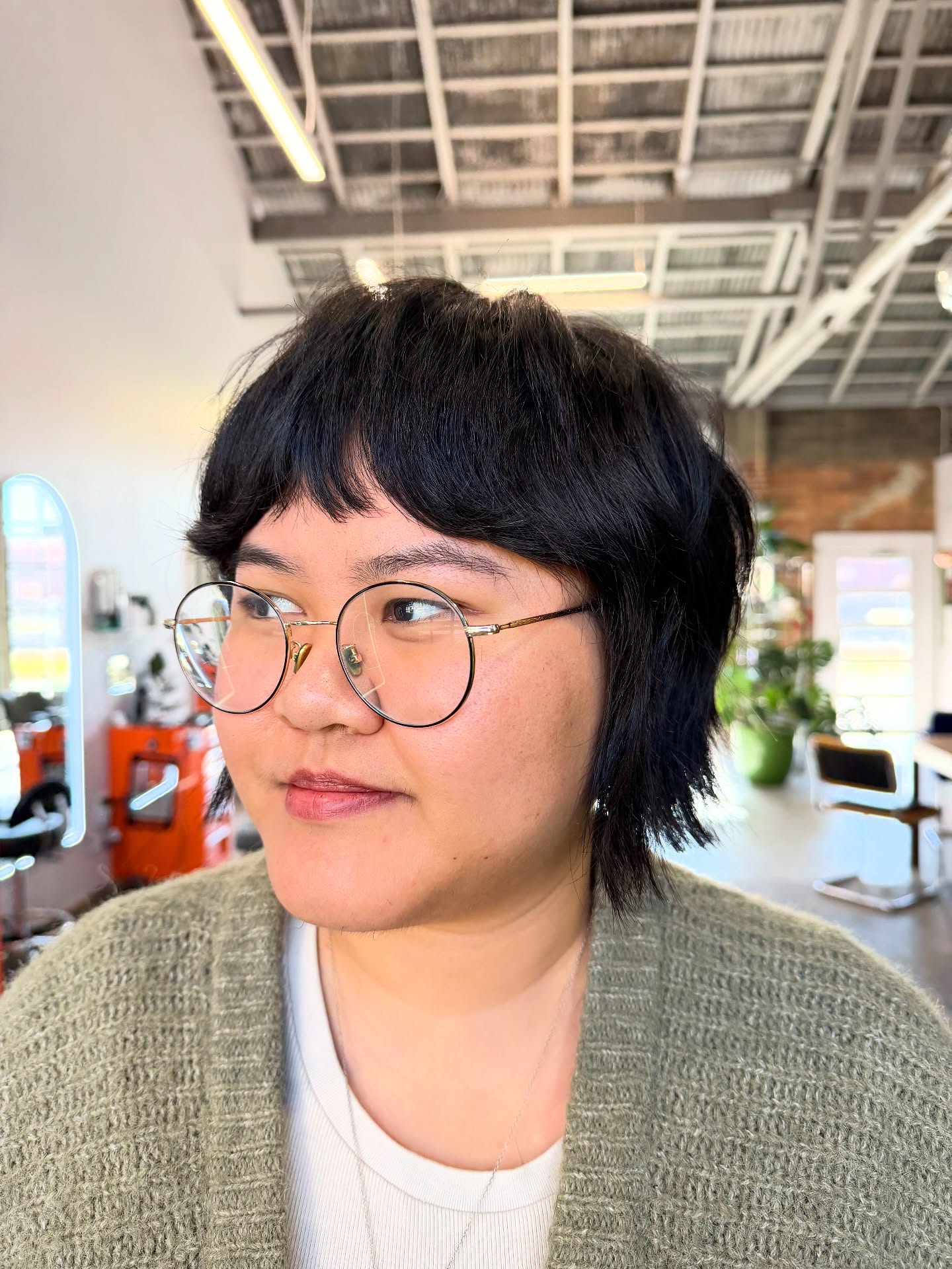 Chic Asymmetrical Bob with Soft Fringes